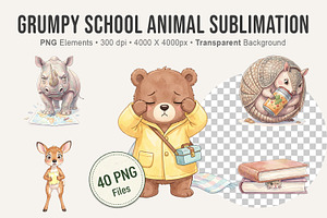 Grumpy School Animal Sublimation, an Illustration by Artnoy