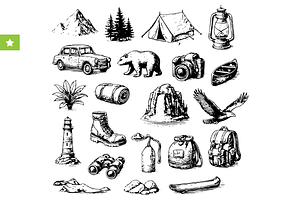 Outdoor Adventure Gear Set, an Object Graphic by RT Studio