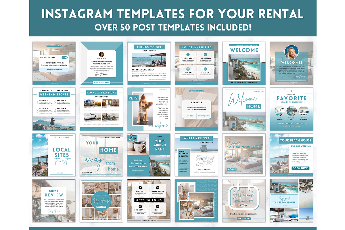 Instagram Post Templates for Airbnb, a Social Media Template by Templatables (Photo 2 of 11)