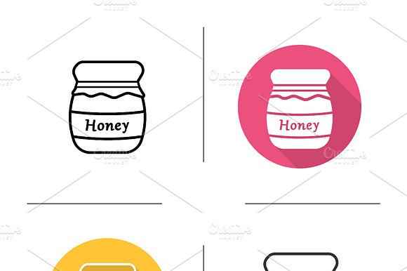 Honey Jar Icons. Vector