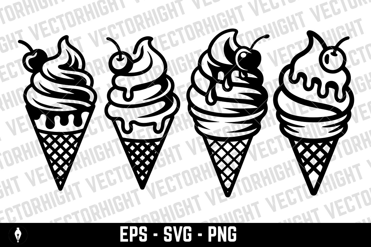 Ice cream cone, a Food Illustration by Vectorhight (Photo 1 of 3)