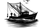 Black Fishing Boat Bundle, an Object Graphic by jahid234 (Thumbnail 4 of 13)