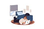 Freelance workers working online set, a Person Illustration by PaperTrident (Thumbnail 8 of 9)