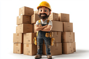 Construction worker stands confident, a Photo by Tanuart