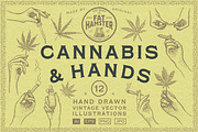 Cannabis & Hand vintage illustration, a Healthcare Illustration by Fat Hamster (Thumbnail 1 of 16)