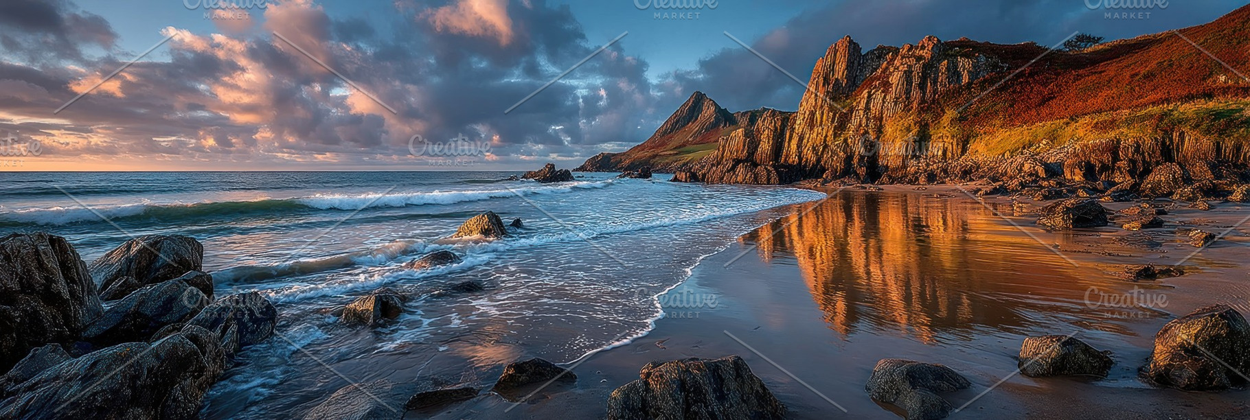 Rocky coastal landscape at sunset with ocean waves, dramatic clo, a Holiday Photo by José Manuel Gelpi
