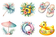 Summer Pool Day Clipart, a Seasonal Illustration by DreamArtGraphic (Thumbnail 2 of 4)