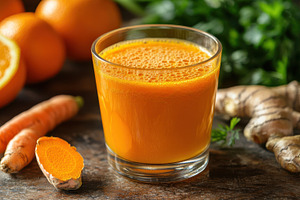 Bright Orange Juice with Ginger and, a Food & Drink Photo by Pixeness Studio