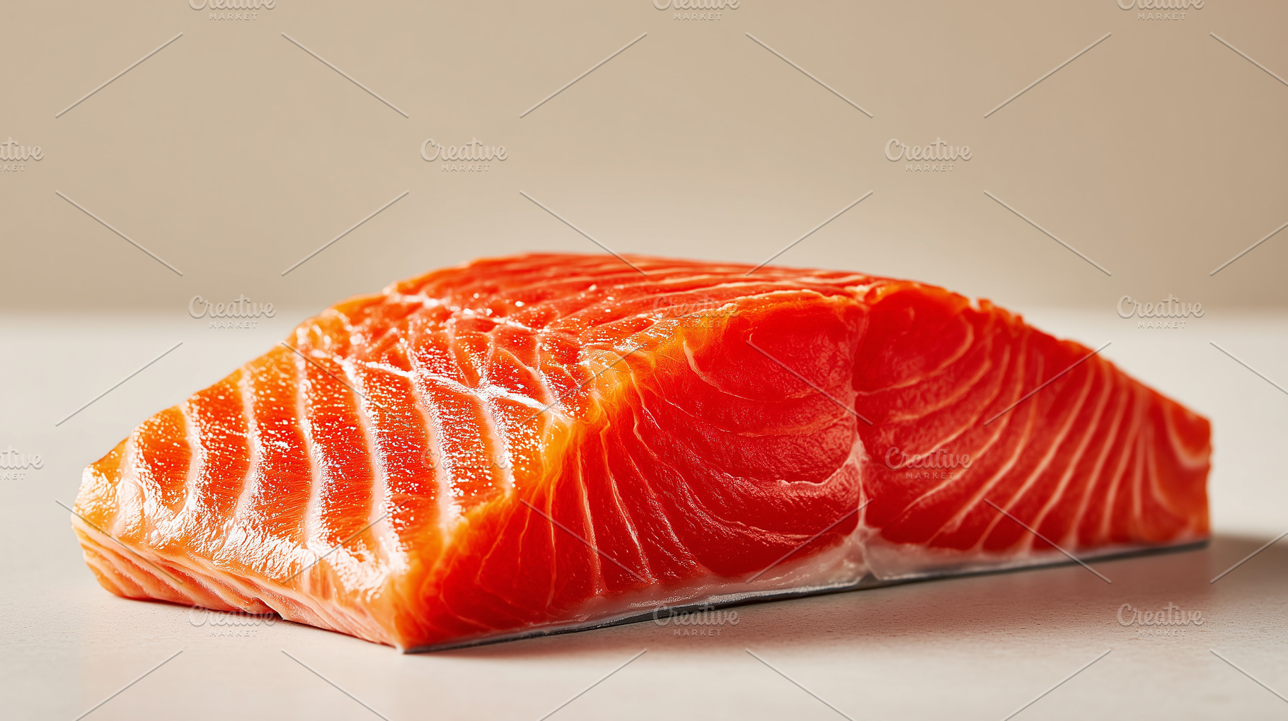 Fresh piece of raw salmon fillet, a Food & Drink Photo by MistyDay