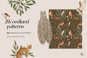 Woodland Animals Patterns & Clipart