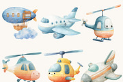 Watercolor Air Transport Clipart, a Transportation Illustration by Design Scotch (Thumbnail 5 of 8)
