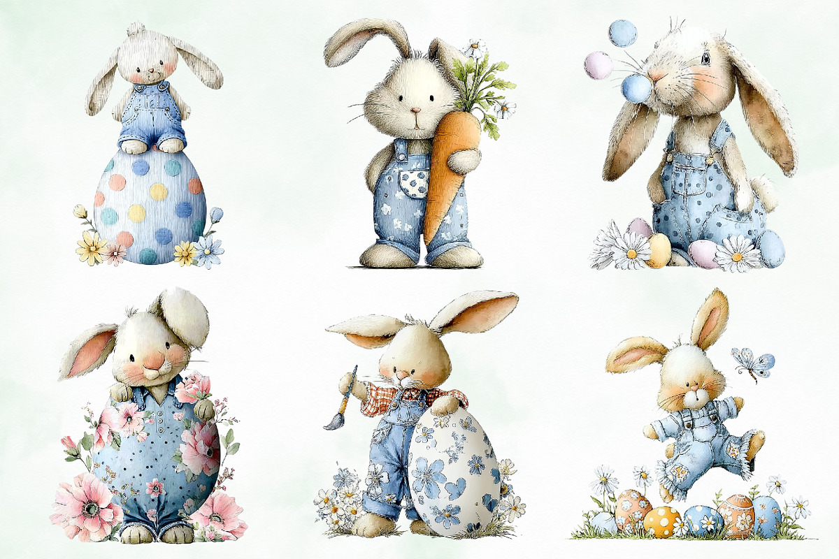 Whimsical Easter Bunny PNG Clipart, an Illustration by Creative Art (Photo 6 of 8)