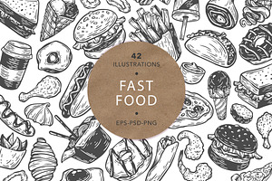 Fast Food. Vector Illustrations.