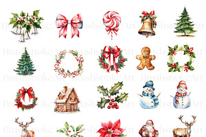 Watercolor Christmas Clipart, Santa