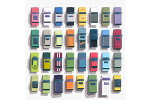 big set of different cars top view, a Transportation Illustration by IfH