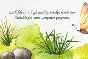 Watercolor Meadow/grass clipart, a Decorative Illustration by PassionPNGcreation (Thumbnail 2 of 4)