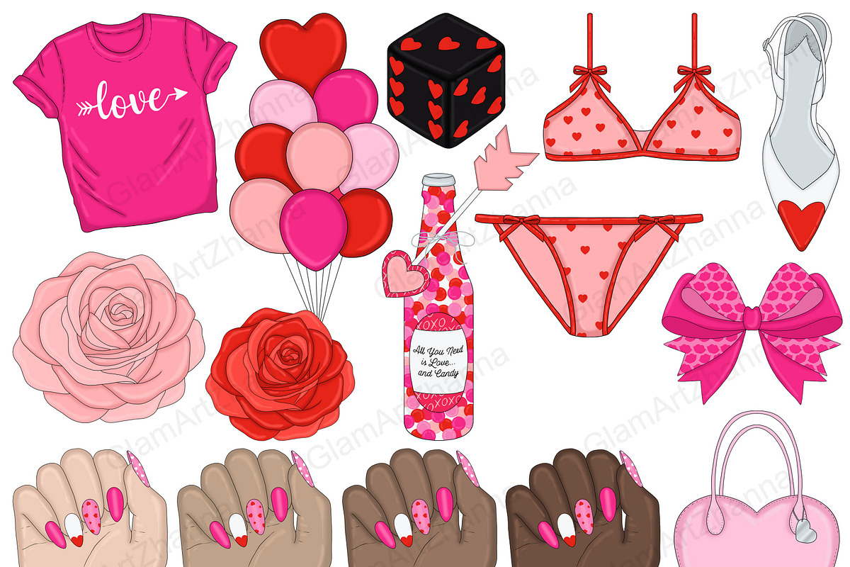 Be Mine Clipart, a Seasonal Illustration by GlamArtZhanna (Photo 2 of 5)