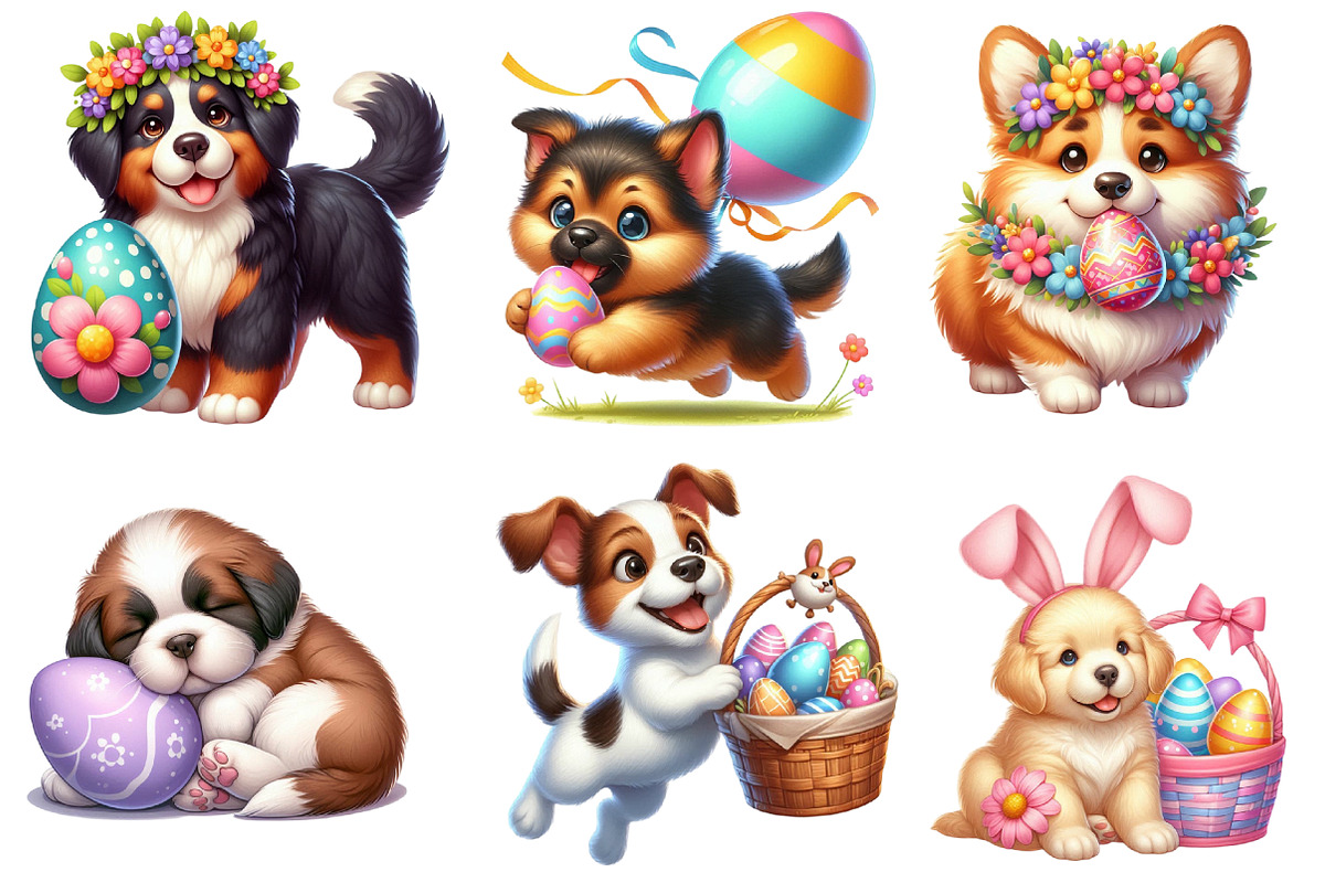 Watercolor Easter Dog Clipart PNG, an Illustration by Watercolor design ...