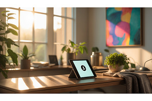 Tablet with user icon on screen, an Illustration by tilialucida