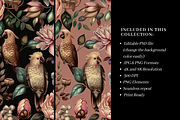 Seamless Floral & Parrot Pattern, a Pattern Graphic by LUSH Studio (Thumbnail 2 of 6)