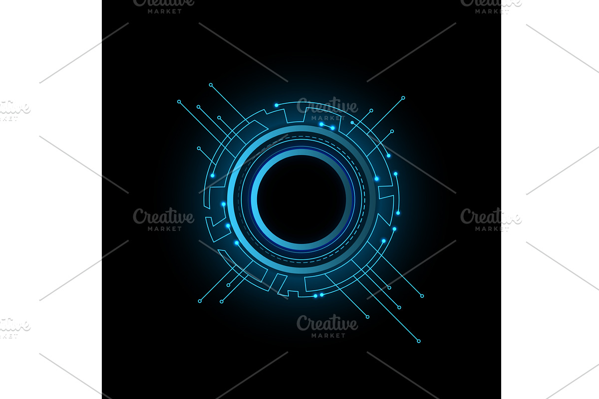 Circuit board circle frame, a Technology Illustration by Things for designers