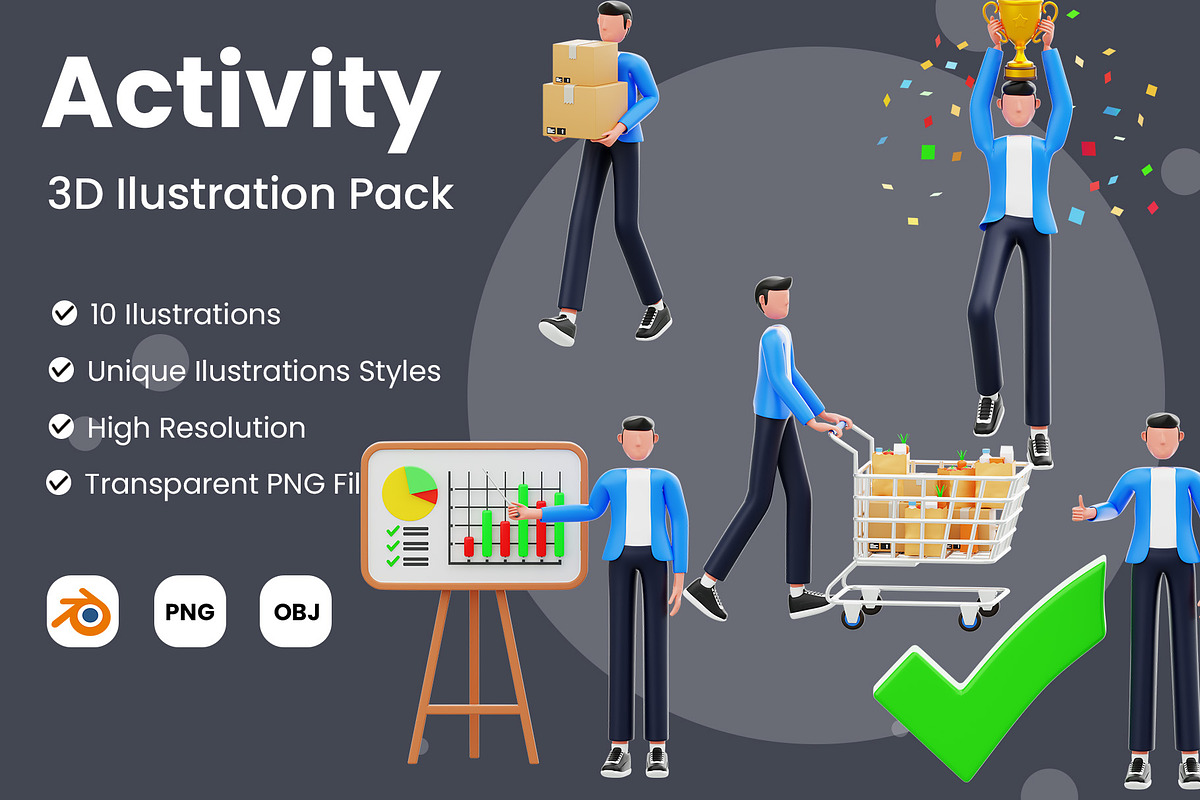 People Activity 3D Illustration Pack, a Person Illustration by novia99design (Photo 1 of 6)
