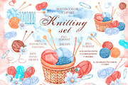 Knitting watercolor set. Crochet., an Illustration by SabinaWatercolorArt (Thumbnail 1 of 16)