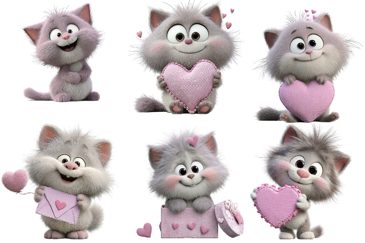 Valentine cat clipart, an Illustration by Designworld (Photo 2 of 5)