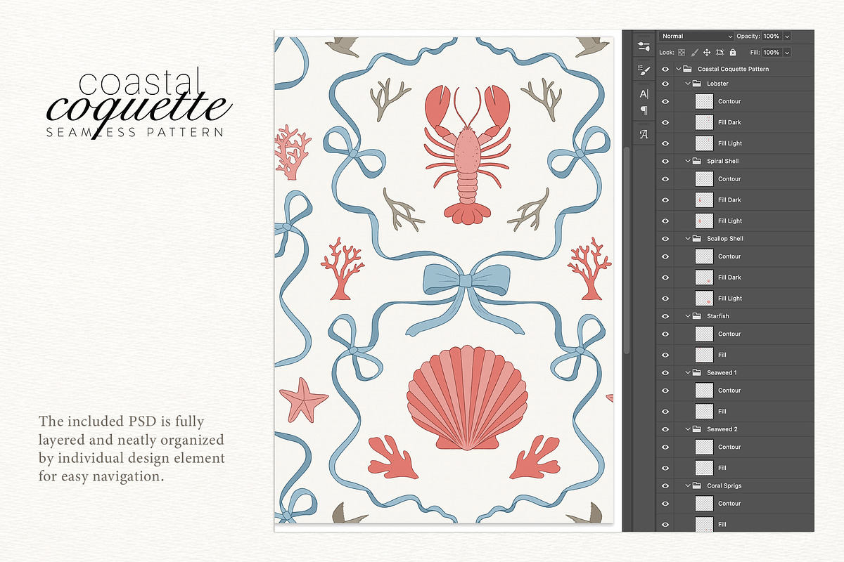 Coastal Coquette Seamless Pattern, a Pattern Graphic by Dina Mae (Photo 8 of 14)