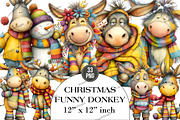 Christmas Funny Donkey Clipart, an Illustration by DreamArtGraphic (Thumbnail 1 of 4)