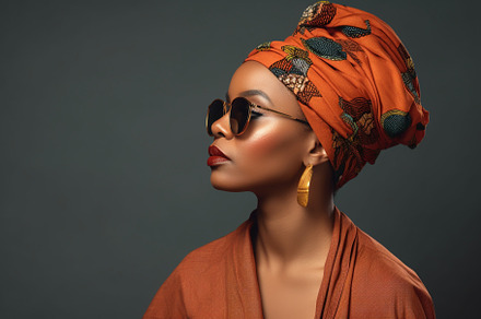 Stylish African woman on grey, a Person Photo by RamsaGraphi