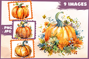 Whimsical Pumpkins Clip Art, a Seasonal Illustration by Whimsy & Wishes (Thumbnail 2 of 5)