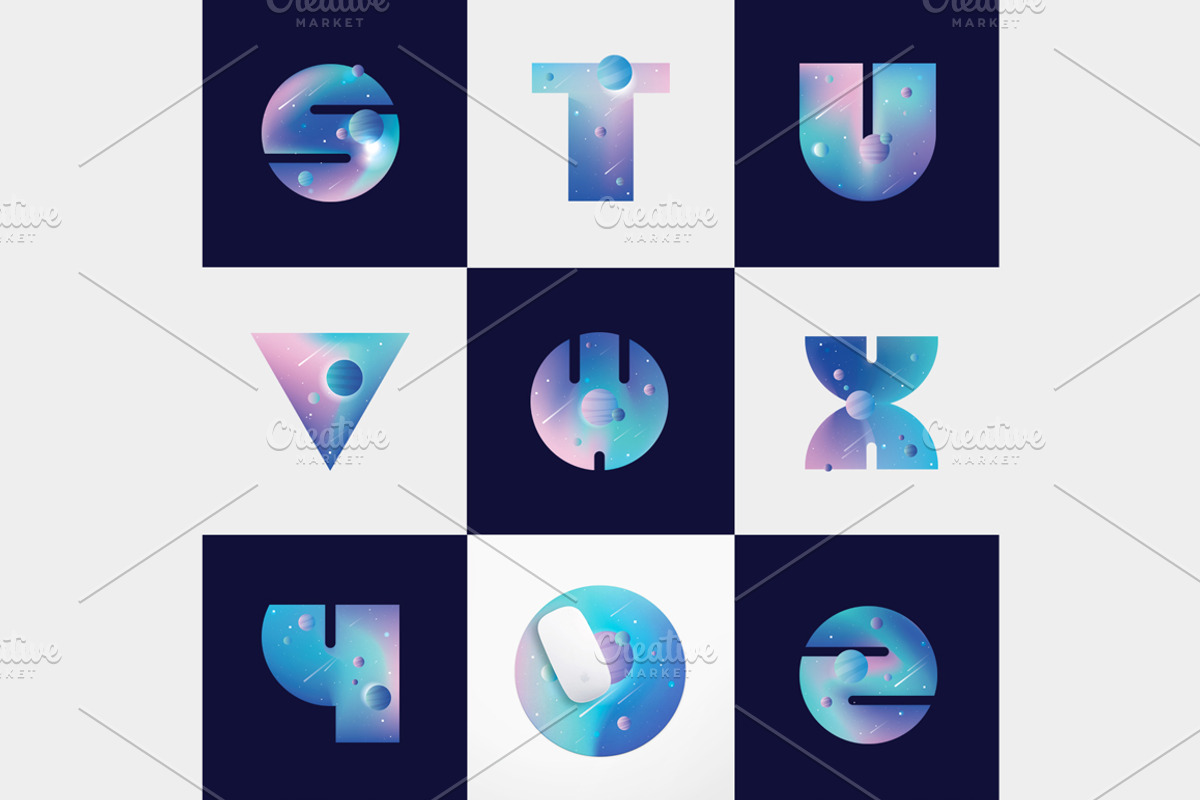 Colorful Space-vector typography, a Symbol Font by Polar Vectors (Photo 11 of 18)