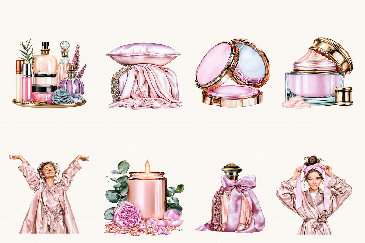 Watercolor Pajama Party Clipart, a Person Illustration by BusyDaydesign (Photo 3 of 9)