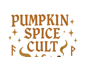Halloween pumpkin spice cult design, an Illustration by Dvoevnore photos