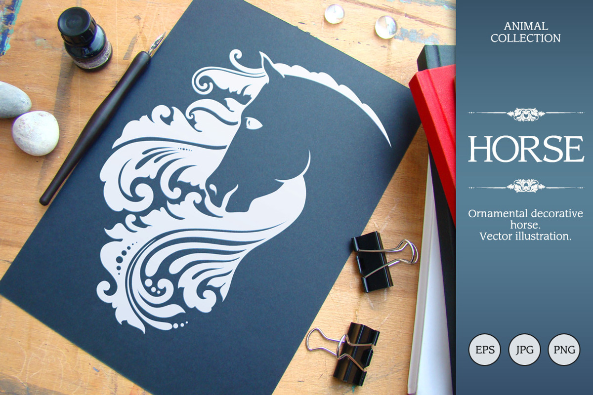 Ornate Calligraphic Horse, an Animal Illustration by Color and Decor (Photo 1 of 3)