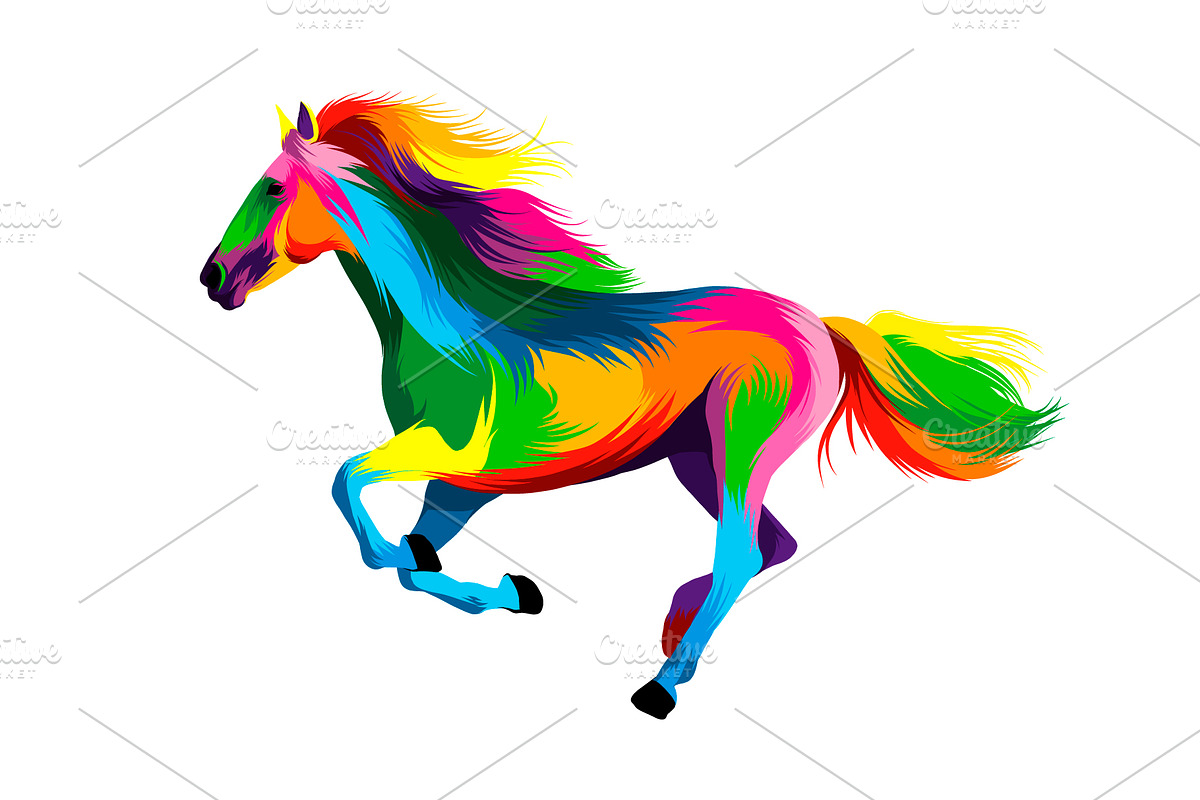 Abstract horse running at a gallop, an Animal Illustration by 3D Tai