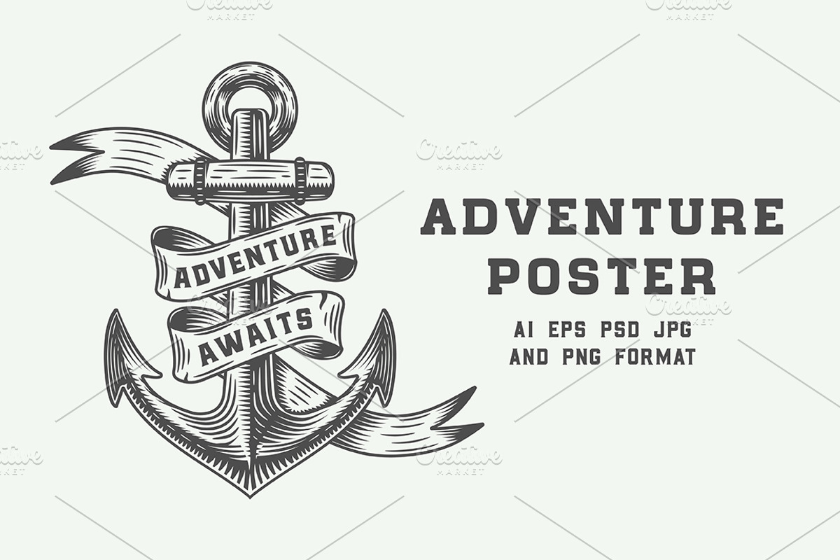 Vintage adventure poster with anchor, an Illustration by AkimD (Photo 1 of 4)