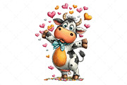 Quirky Valentine Funny Cow Clipart, an Illustration by Craft Nest (Thumbnail 2 of 10)