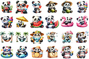 Cute Summer Panda Clipart, an Illustration by Sublimation Artist (Thumbnail 2 of 6)