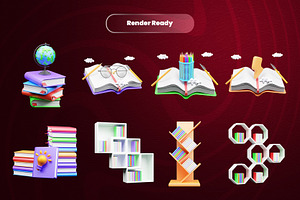 World Book Day 3d Illustration Icon