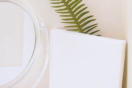 Clean and natural mockup in green and neutral tones, a Photo by NanihtaCreative