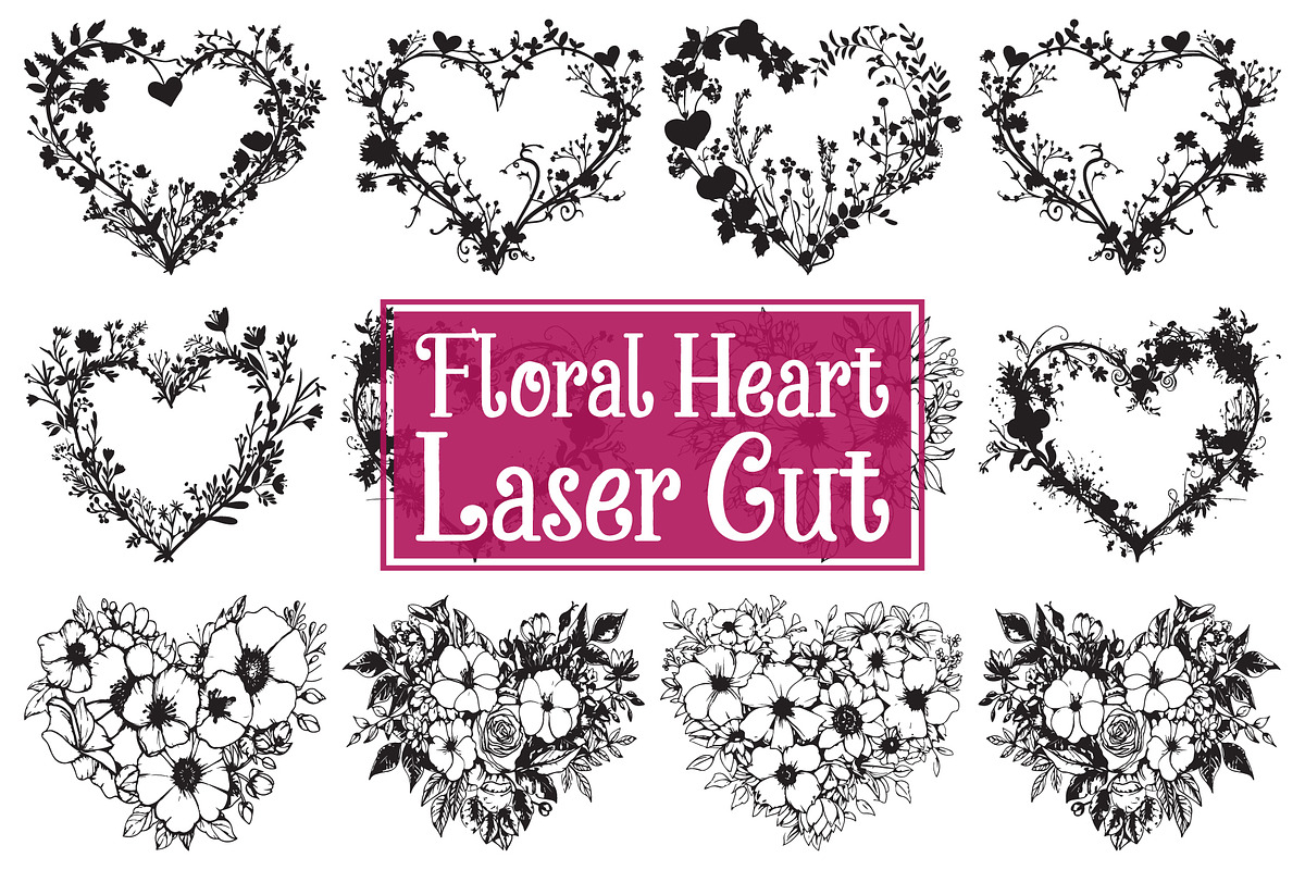 Romantic Floral Heart Silhouette, an Illustration by Amazin_art
