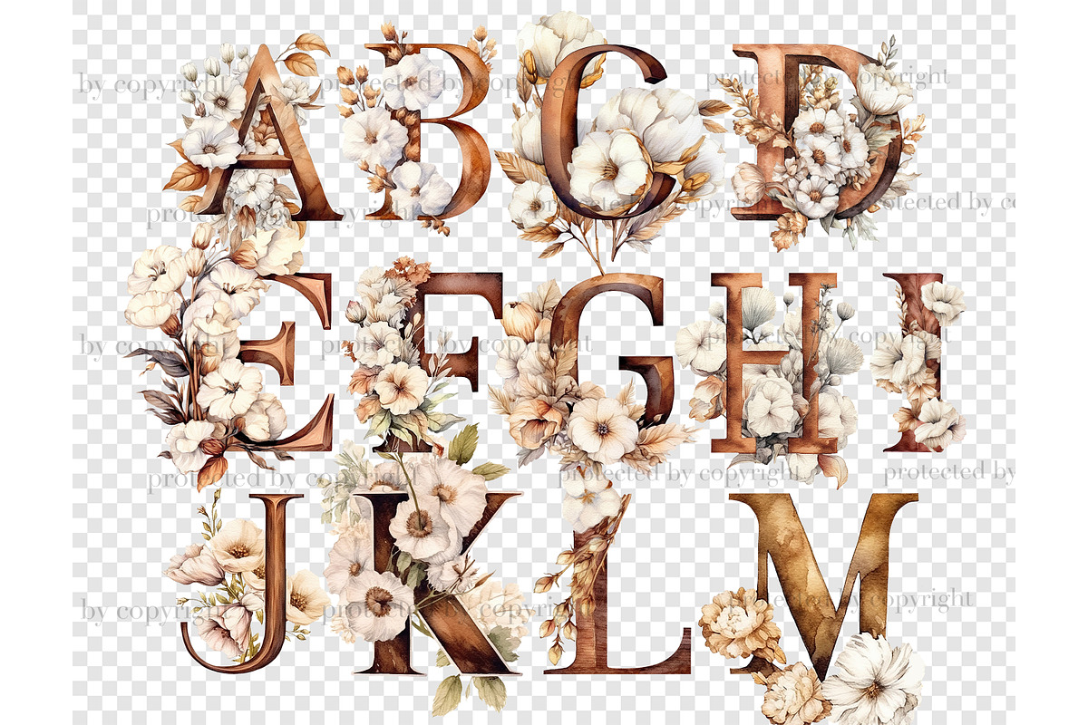 Cotton Alphabet Cozy Winter Clipart, a Decorative Illustration by GlamArtZhanna (Photo 4 of 5)