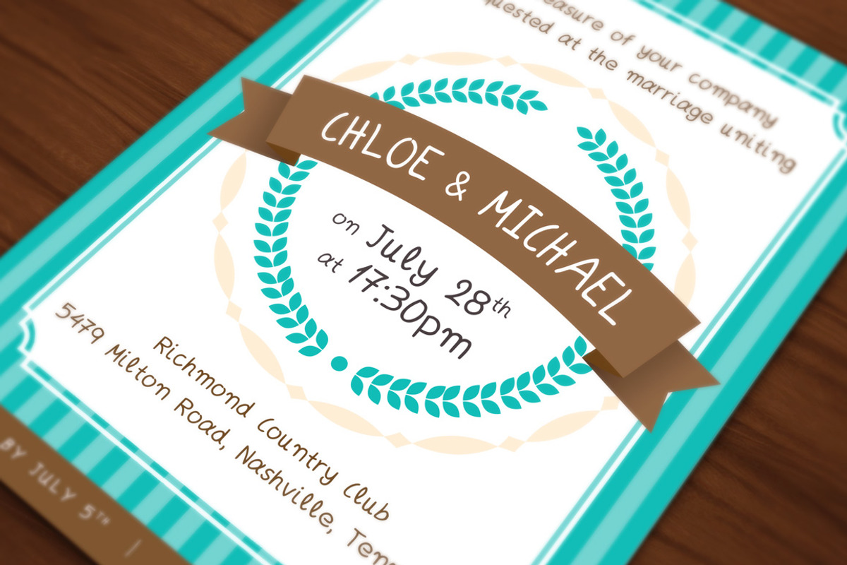 Wedding Invitations Set - Turquoise, an Invitation Template by Elegrad Design Agency (Photo 2 of 12)
