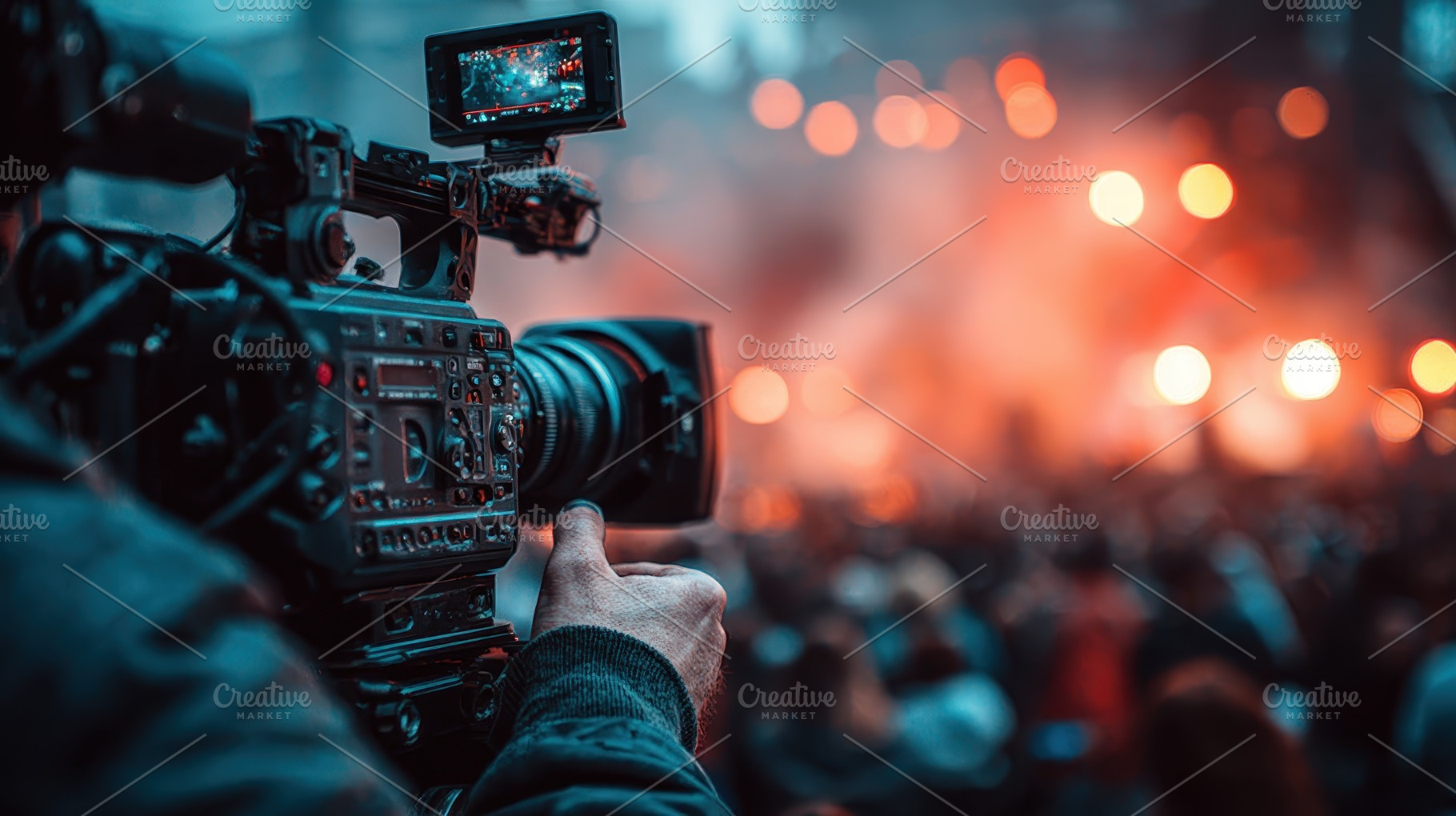 Cameraman filming a concert crowd vi, a Photo by Pixeness Studio