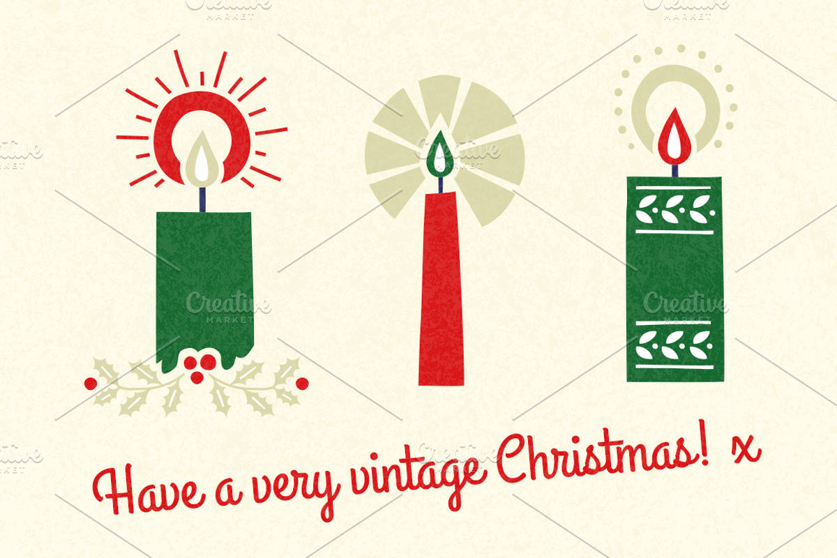 Vintage Christmas Candles, a Decorative Illustration by Little Bean (Photo 5 of 5)