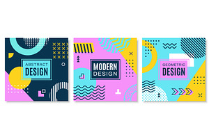 Memphis square cover with shapes, a Decorative Illustration by Vector Tradition