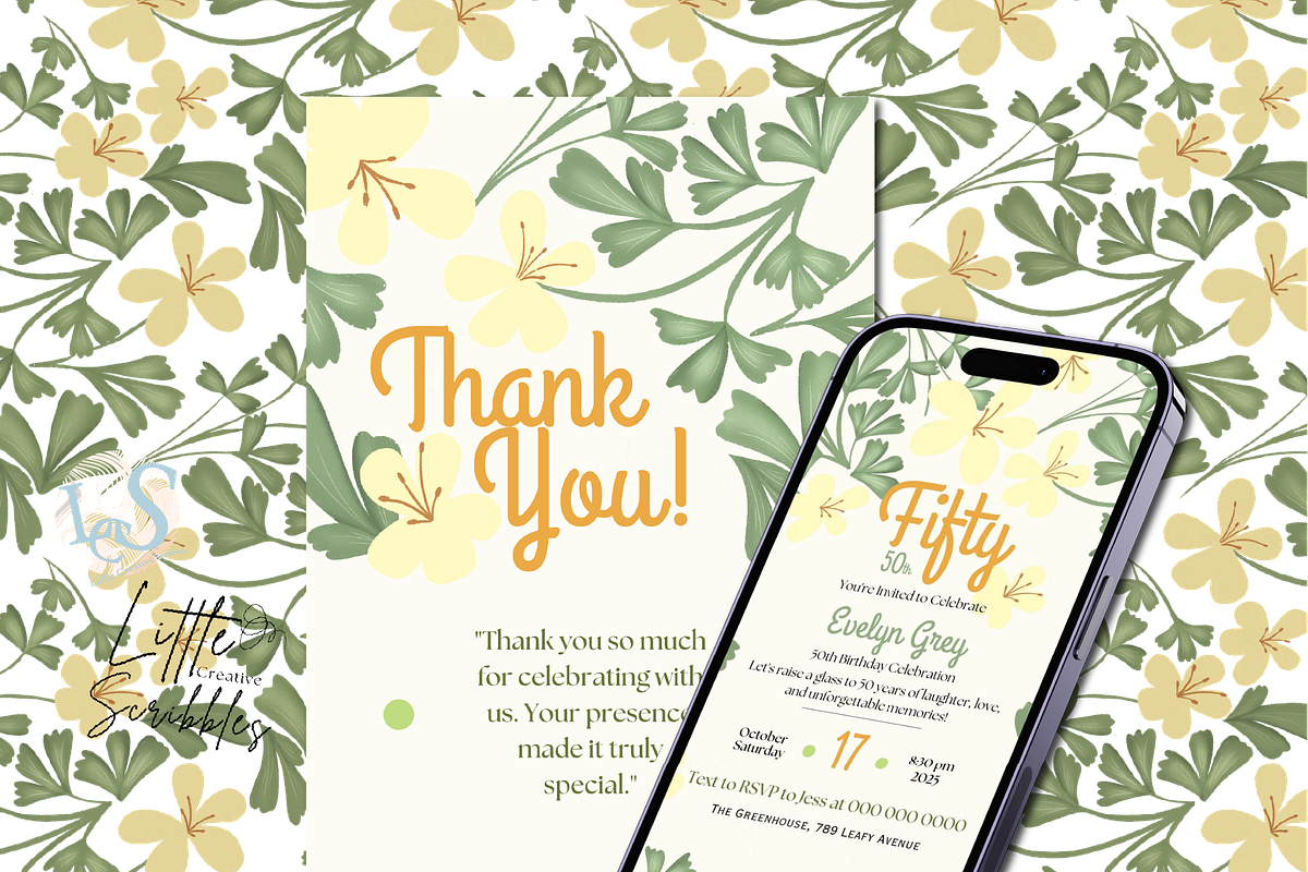 50th Birthday Canva Template, an Invitation Template by Little Creative Scribbles (Photo 3 of 6)