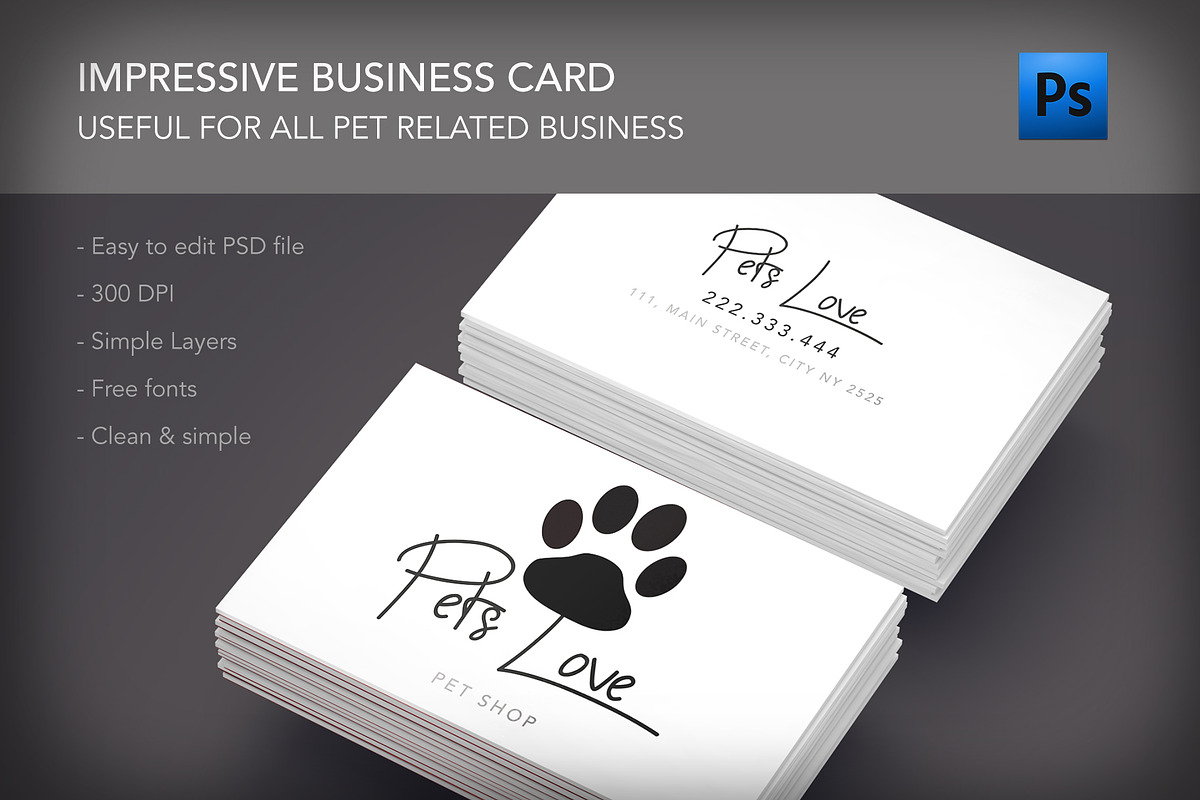 Pet lovers shop clinic business card, a Business Card Template by Creative Designs (Photo 1 of 2)